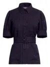 Elie Saab Belted Crepe Shirt In Black