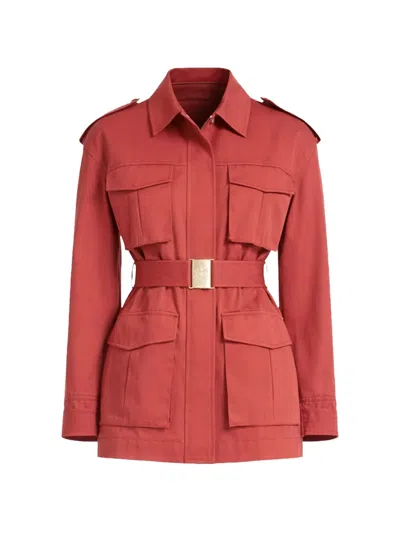 Elie Saab Belted Gabardine Jacket In Red
