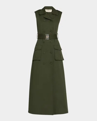 Elie Saab Belted Gabardine Midi Utility Dress
