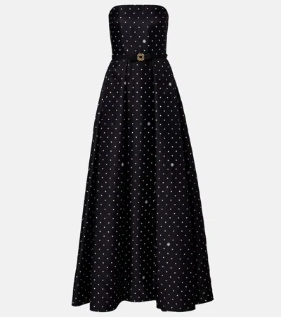 Elie Saab Belted Polka-dot Gown In Black