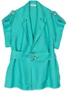 Elie Saab Belted Short-sleeve Jacket In Blue