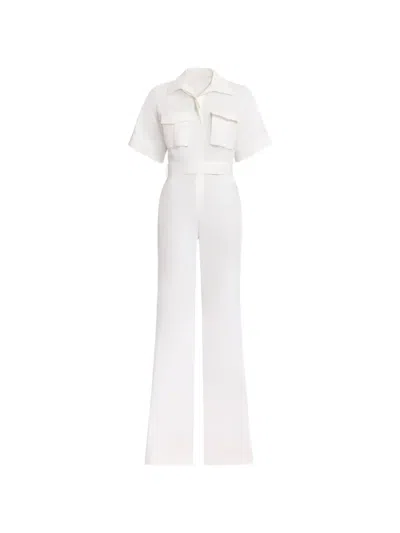 Elie Saab Belted Short-sleeve Jumpsuit In Yellow