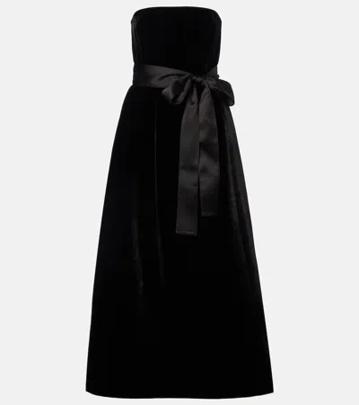 Elie Saab Belted Velvet Gown In Black