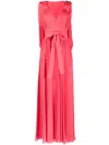 Elie Saab Gathered Plunging Georgette Cape Gown In Red