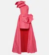 Elie Saab Bow-detail Draped Pleated Taffeta Minidress In Pink