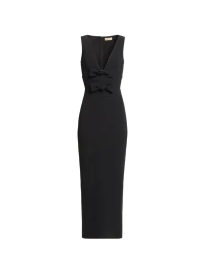 Elie Saab Bow-detail V-neck Midi Dress In Black