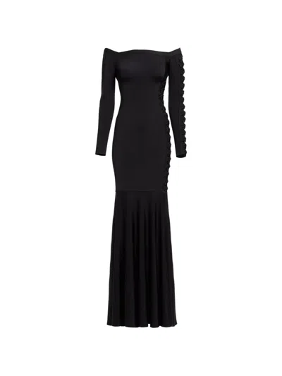 Elie Saab Bow-detail Off-shoulder Maxi Dress In Black