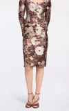 Elie Saab Brocade Midi Skirt In Brown