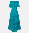 Elie Saab Broderie Anglaise Maxi Dress In Blue