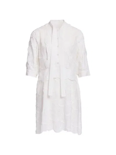 Elie Saab Broderie-anglaise Mini Dress In White