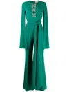 Elie Saab Butterfly-detailing Flared Jumpsuit In Green