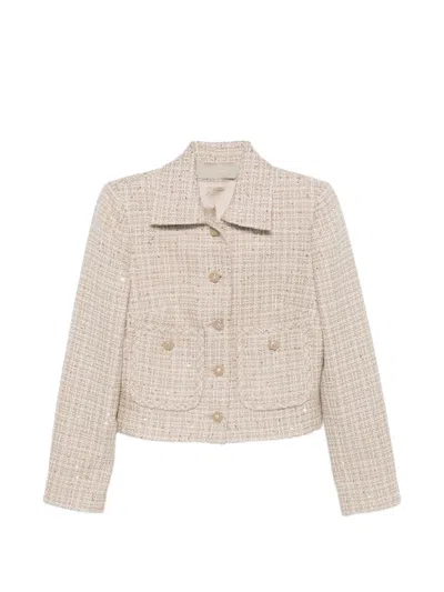 Elie Saab Buttoned Tweed Jacket In Neutral