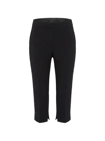 Elie Saab Cady Cropped Slit-hem Trousers In Black