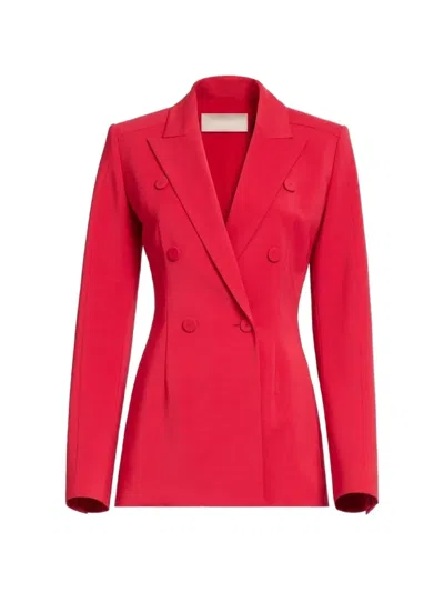 Elie Saab Cady Double-breasted Tailored Blazer In Red
