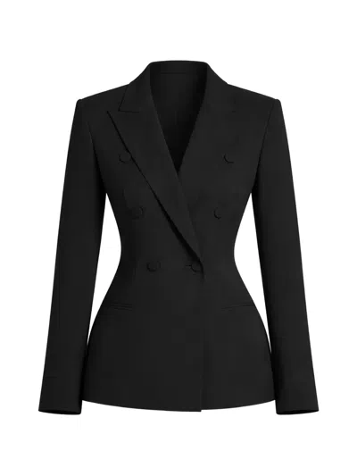 Elie Saab Cady Double-breasted Tailored Blazer In Black