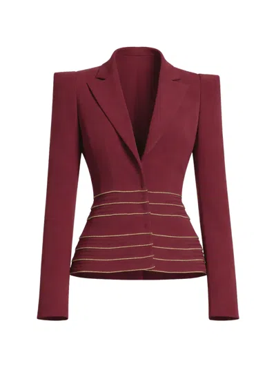 Elie Saab Cady Embellished Blazer In Red
