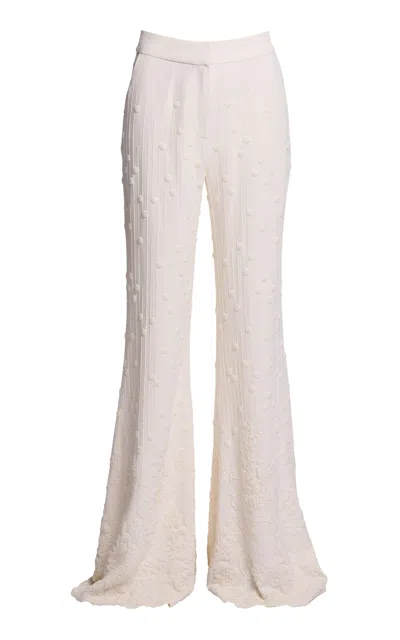 Elie Saab Cady Embroidered Flared Pants In White