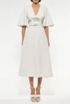 Elie Saab Embroidered Cady Midi Dress In Ivory