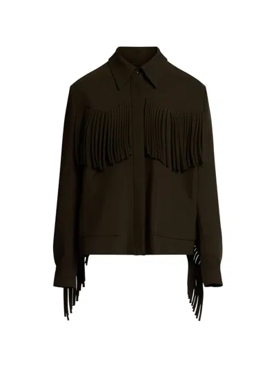 Elie Saab Cady Fringed Jacket In Green