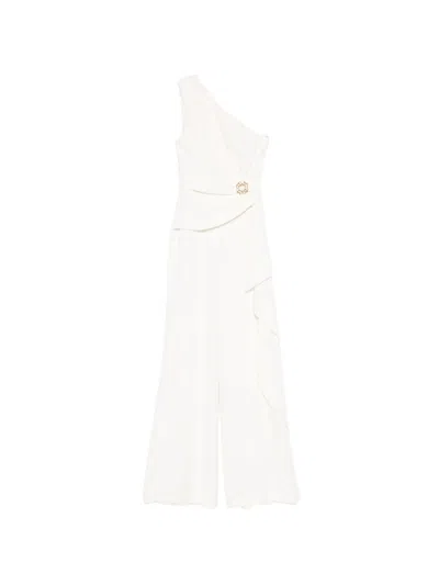 Elie Saab One-shoulder Embellished Cady Jumpsuit In White