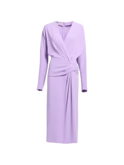 Elie Saab Cady Twist-detail Side-slit Midi Dress In Purple