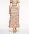 Elie Saab Camaleonte Short Sleeve Sequin Dress In Multicolor In Brown