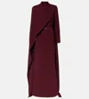 Elie Saab Cape-detail Belted Gown In Burgundy