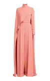 Elie Saab Cape-sleeve Cady Jumpsuit In Pink