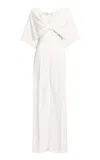 Elie Saab Cape-sleeve Cady Jumpsuit In White