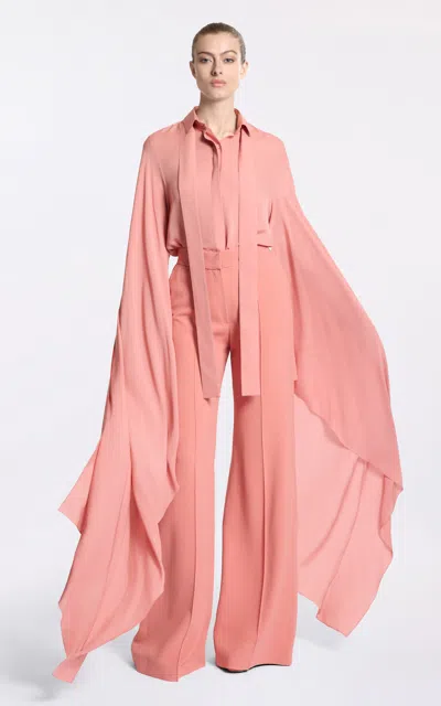 Elie Saab Cape Sleeve Silk Georgette Shirt In Pink