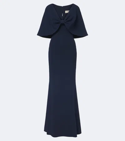 Elie Saab Caped Crêpe Gown In Blue