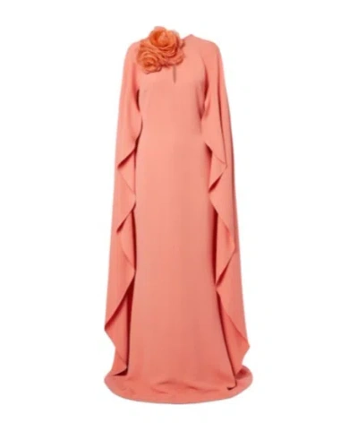 Elie Saab Caped Gown In Orange
