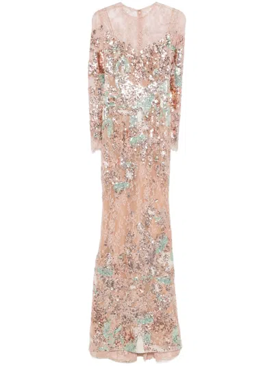 Elie Saab Celestial Lace-detail Gown In Pink
