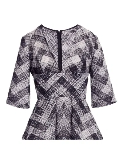 Elie Saab Chevron Peplum Blouse In Gray