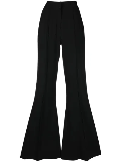 Elie Saab High-waisted Crepe Flared Trousers In Schwarz
