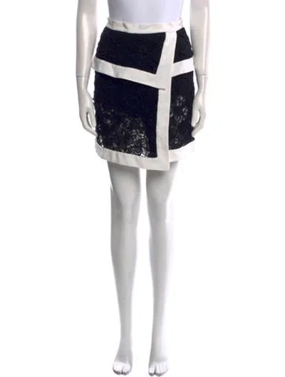 Pre-owned Elie Saab Colorblock Pattern Knee-length Skirt In Black