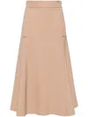 Elie Saab Contrasting-stitch Wool-blend Midi Skirt In Neutrals