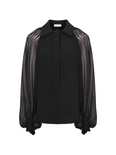 Elie Saab Cord Embellished Silk Shirt In Black