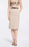 Elie Saab Cotton Canvas Midi Skirt In Neutral
