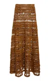 Elie Saab Cotton Crochet Maxi Skirt In Brown