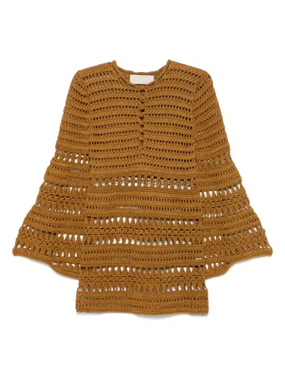 Elie Saab Cotton Dress In Brown