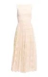 Elie Saab Cotton Embr. Macrame/organza Midi Dress In White