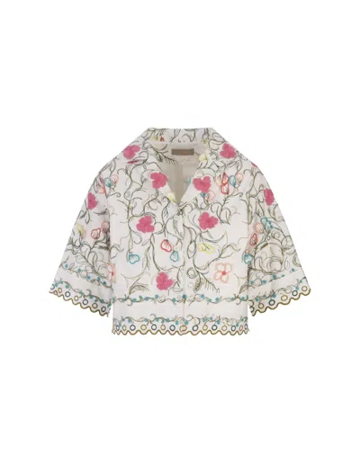 Elie Saab Cotton Embroidered Garden Jacket In Multi