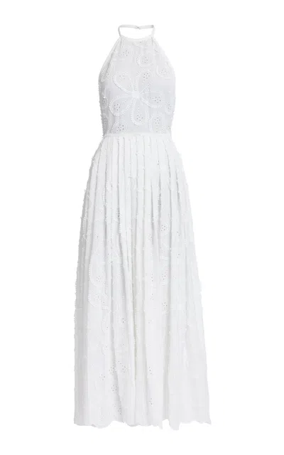 Elie Saab Cotton Embroidered Midi Dress