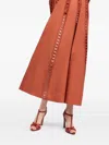 Elie Saab Cotton Midi Skirt In Orange