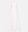 Elie Saab Cotton Popeline Midi Dress In White