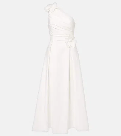 Elie Saab Cotton Popeline Midi Dress In White