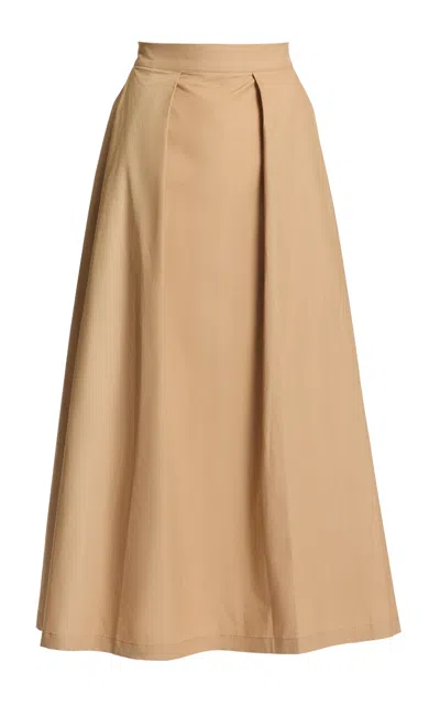 Elie Saab Cotton Poplin Maxi Skirt In Tan