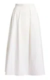 Elie Saab Embroidered Cotton Midi Skirt In Off-white