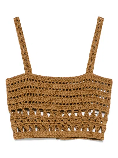 Elie Saab Cotton Top In Brown